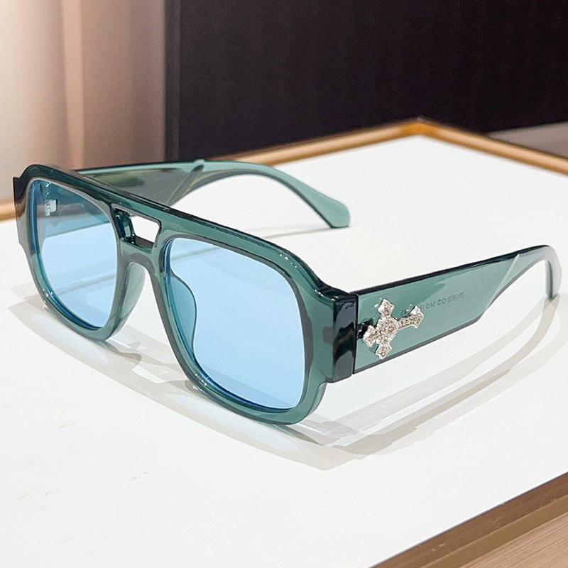 Statement Geometric Shield Sunglasses with Decorative Accent Kalsten