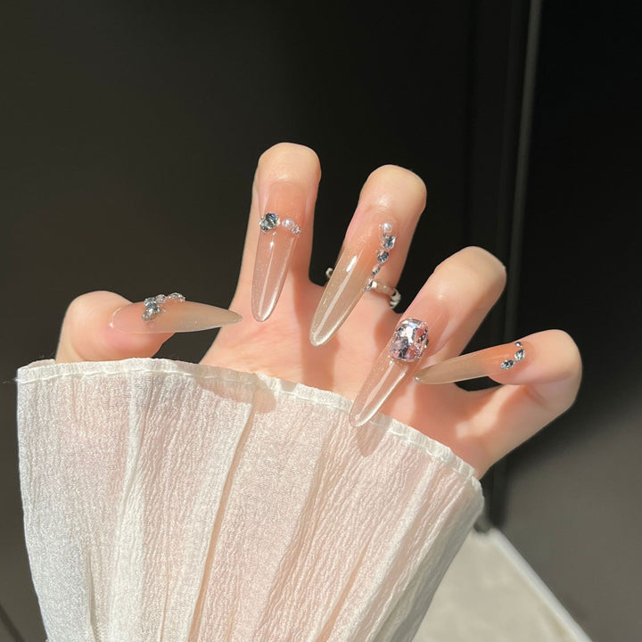 Elegant Rhinestone-Embellished Press-On Nail Extensions Kalsten