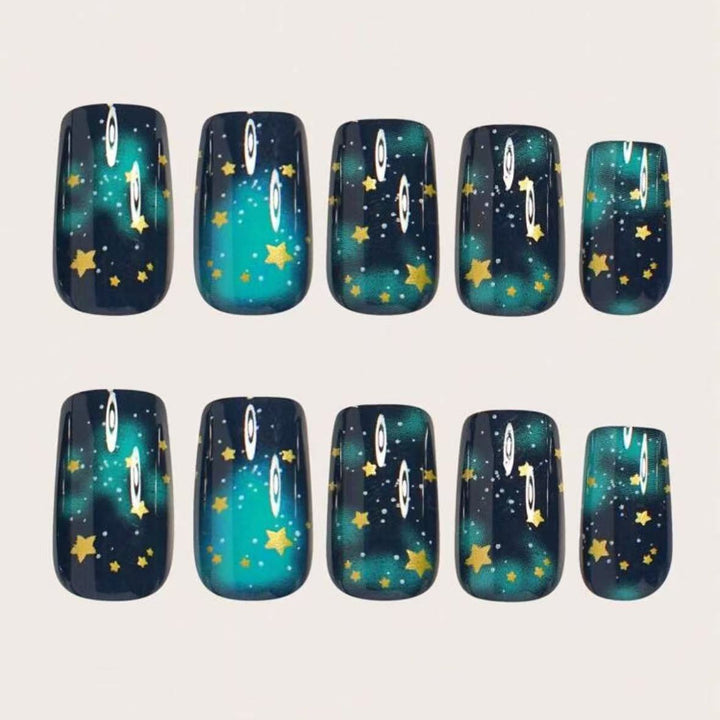 Glitter nail polish with star accents Kalsten