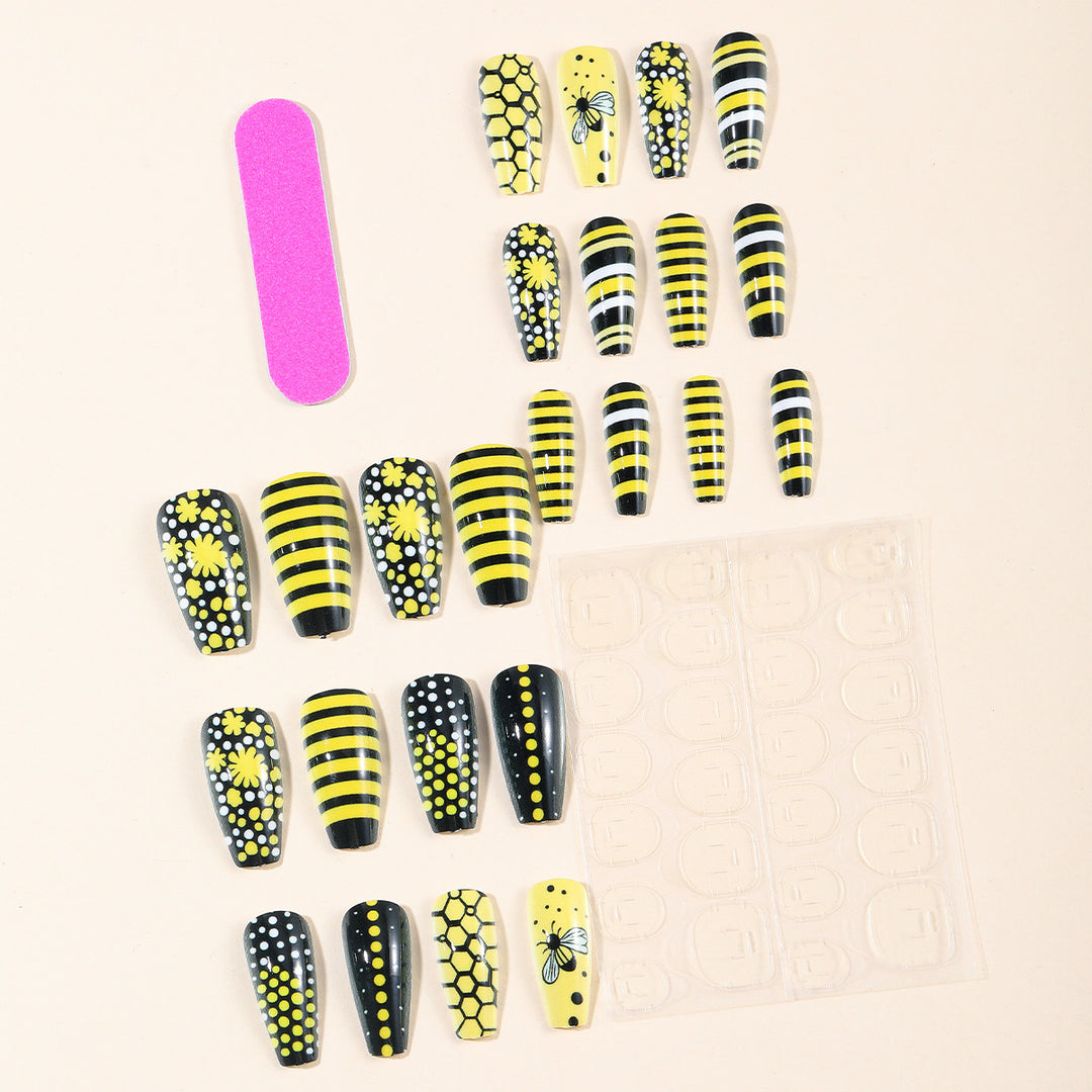 Bee-Inspired Acrylic Nail Art Kalsten