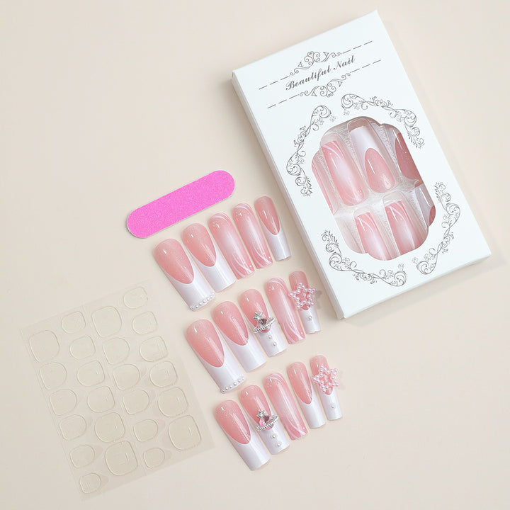 Decorative Press-On Nail Set with Elegant Design Elements kalsten