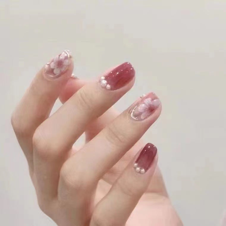 Artistic Floral Press-On Nail Set