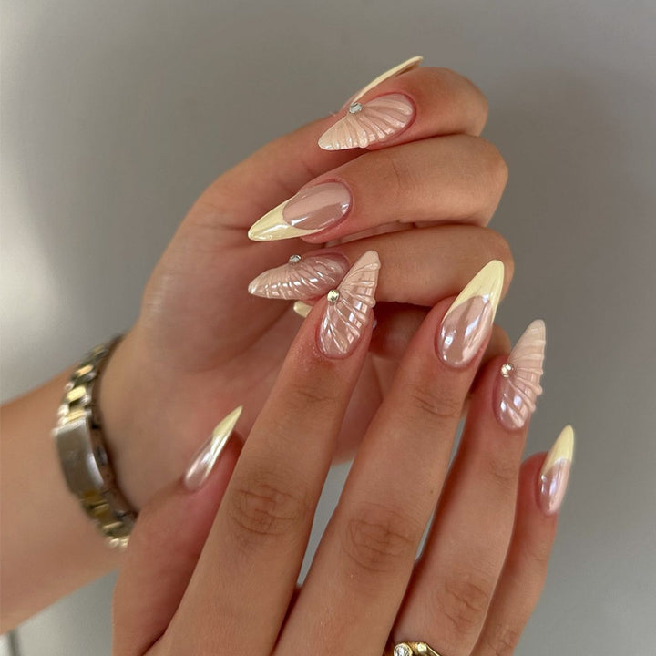 Artistic Stiletto Press-On Nail Set with Embellished Shell Design Kalsten