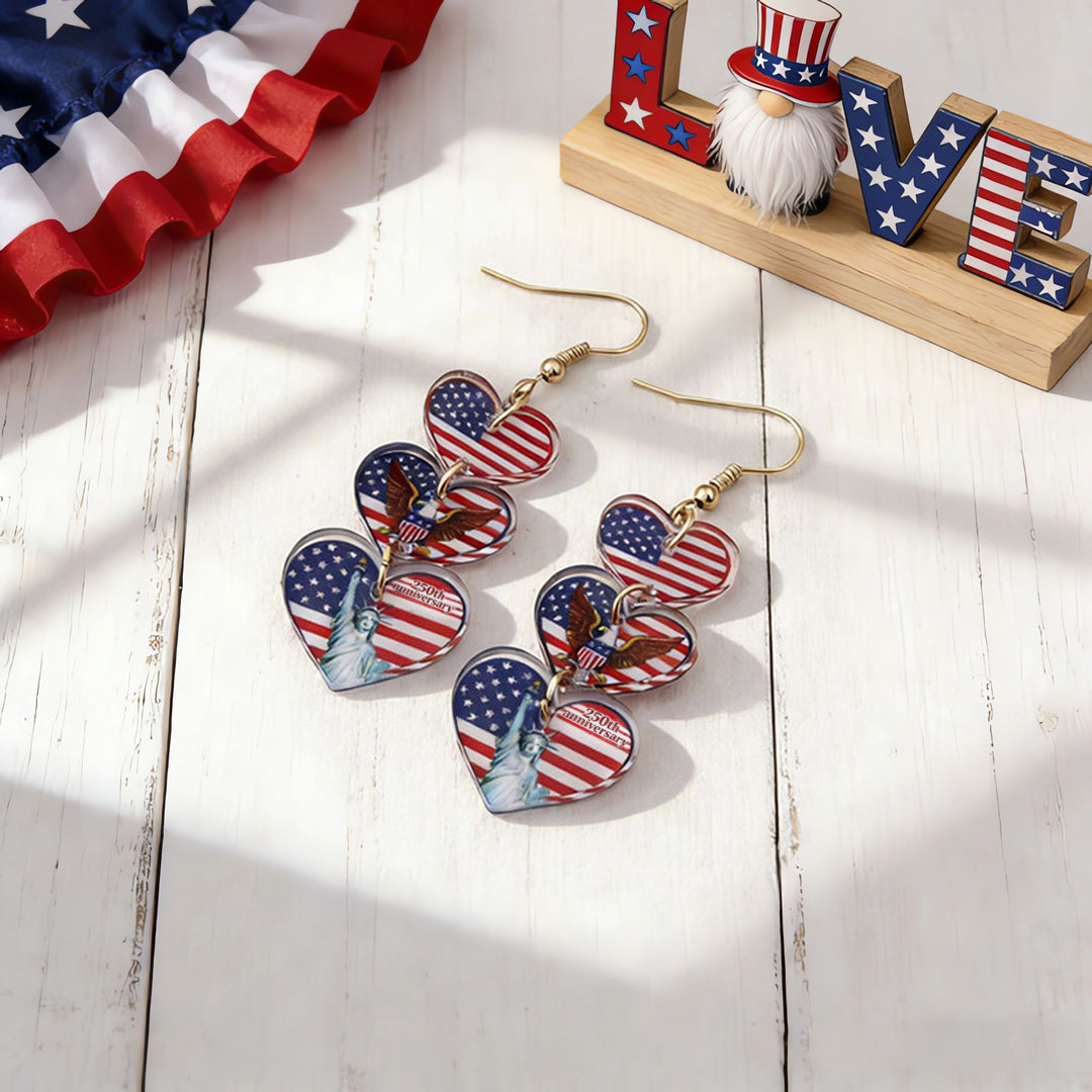 Women's eye-catching statement earrings made of acrylic with patriotic bow pendant Kalsten