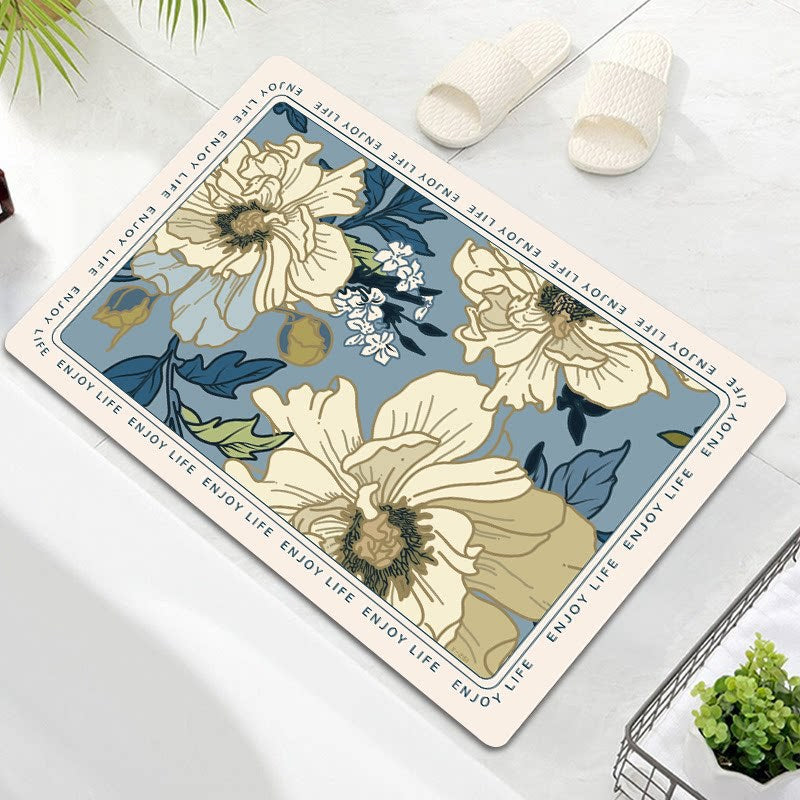 Floral Embellished Memory Foam Bath Mat