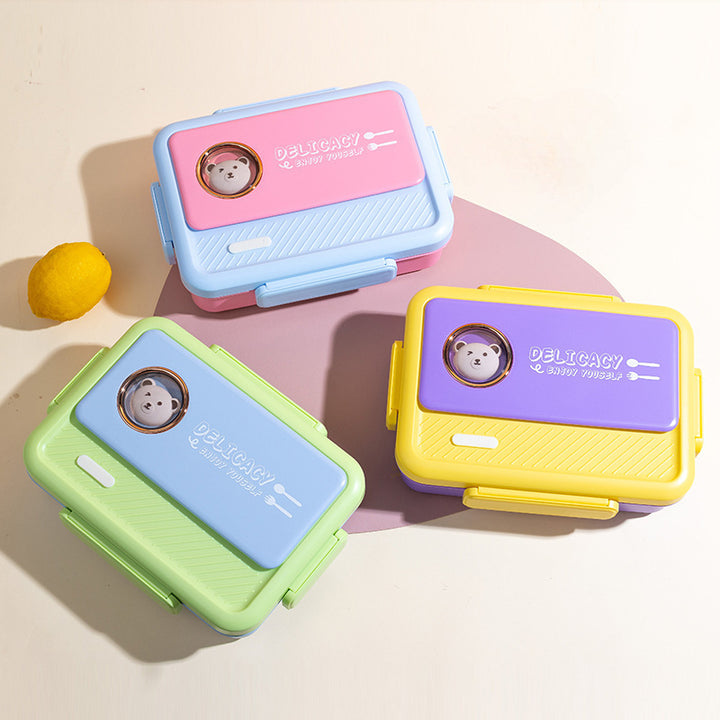 Multi-Compartment Bento Lunch Box with Cute Animal Design