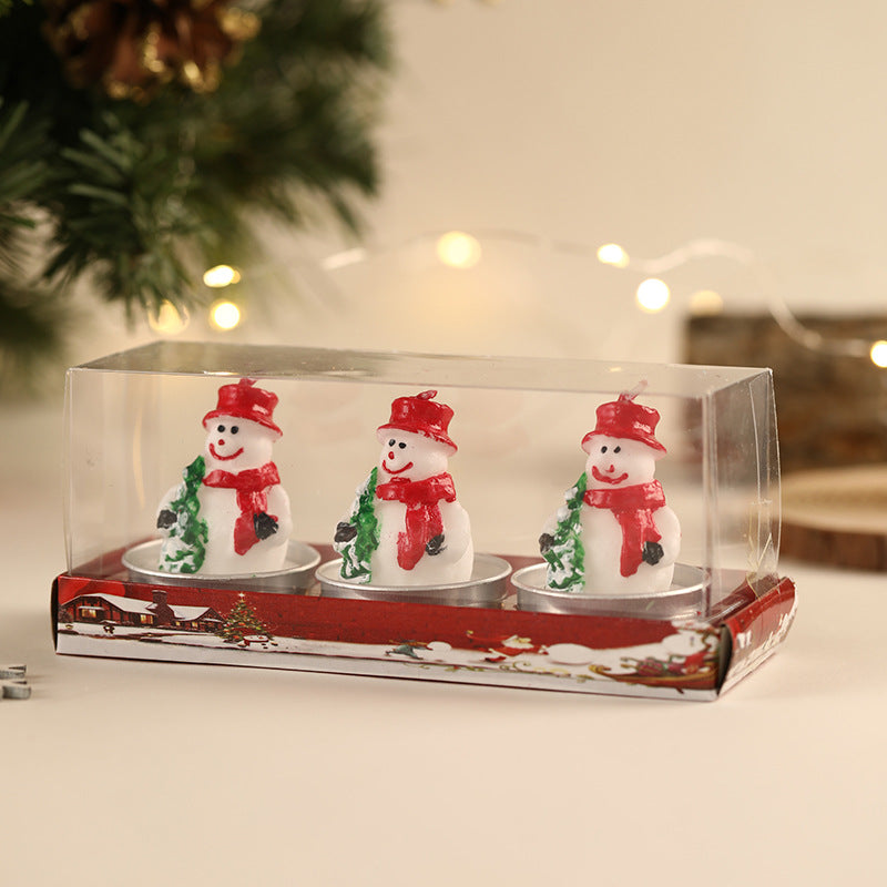 Santa Figurine Tea Light Candle Set for Holiday Tabletop Decor