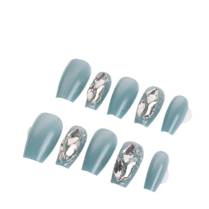 Elegant Press-On Nail Set with Gem Accents