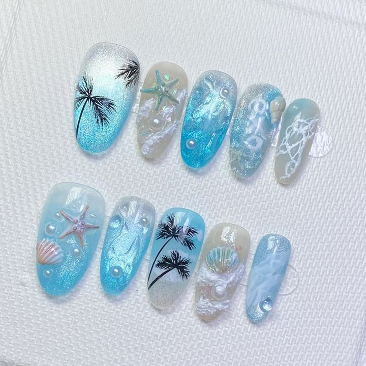 Nail art set with floral patterns and ombre effects Kalsten