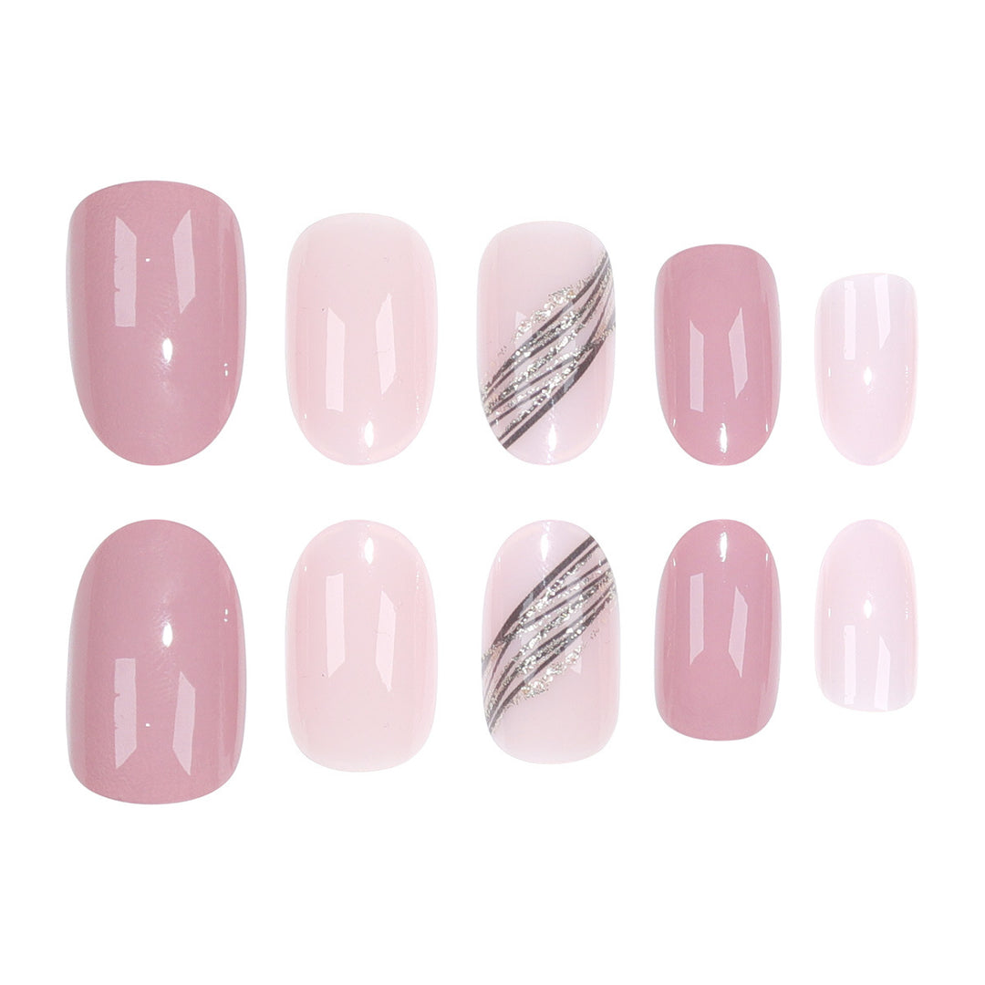 Elegant Long Almond-Shaped Press-On Nails with Gold Accents Kalsten