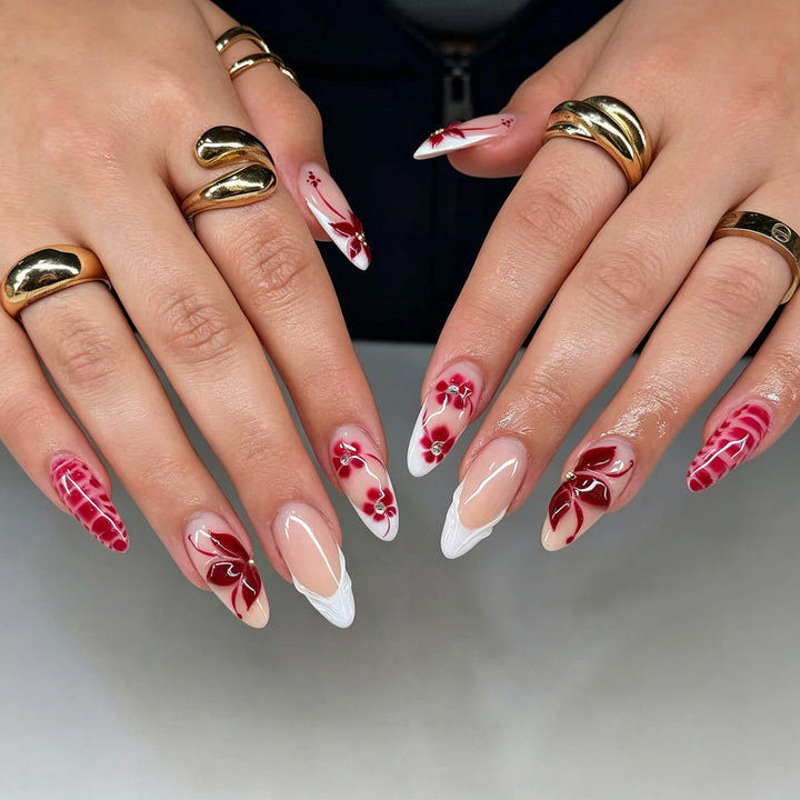 Artistic Floral Accented Press-On Nail Set 1790738460