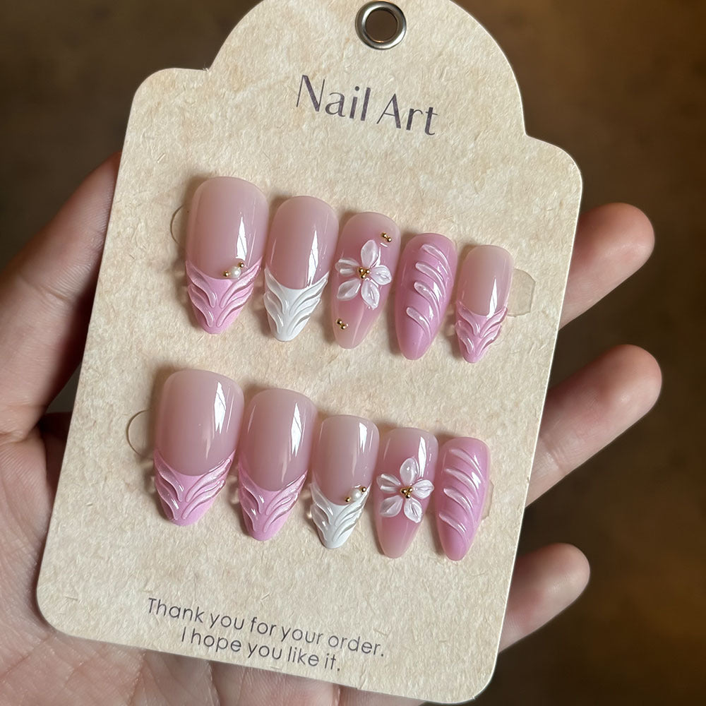 Floral Embellished Press-On Nail Set Kalsten