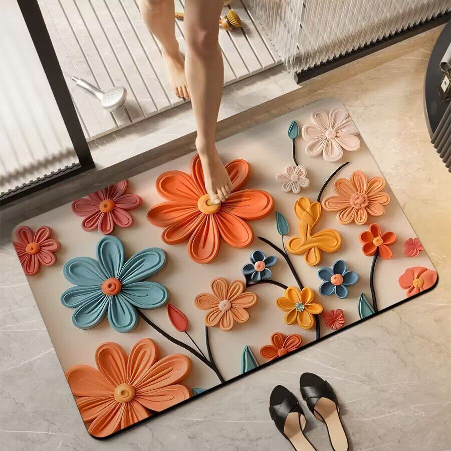 Floral-Themed Non-Slip Bath Mat Kalsten