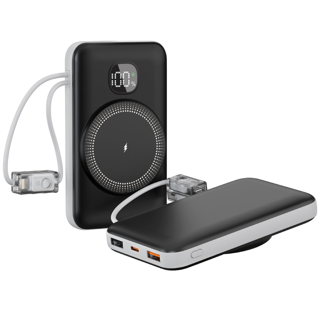 Portable power bank with integrated inductive fast charging function and LED charging status indicator Kalsten