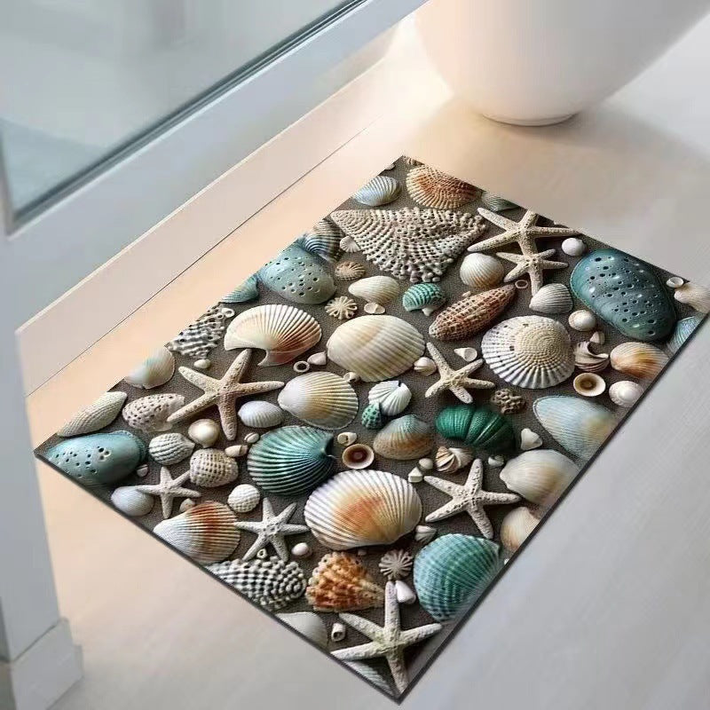 Coastal Seashell Design Bath Mat Kalsten