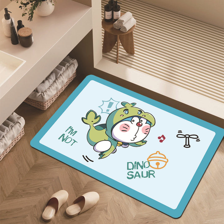 Cartoon Dinosaur-Themed Bathroom Mat