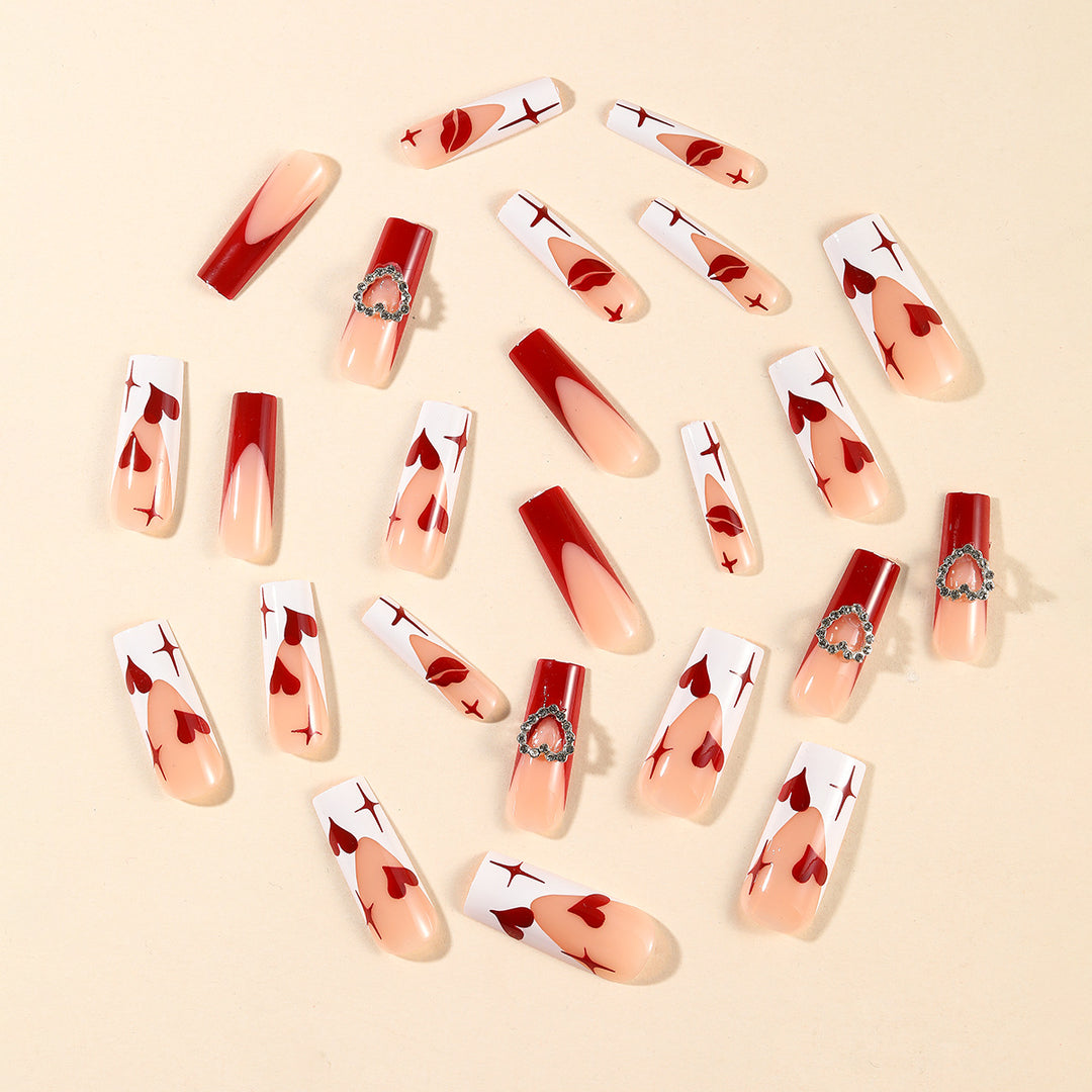 Heart-Design Acrylic Nail Art Extensions Kalsten
