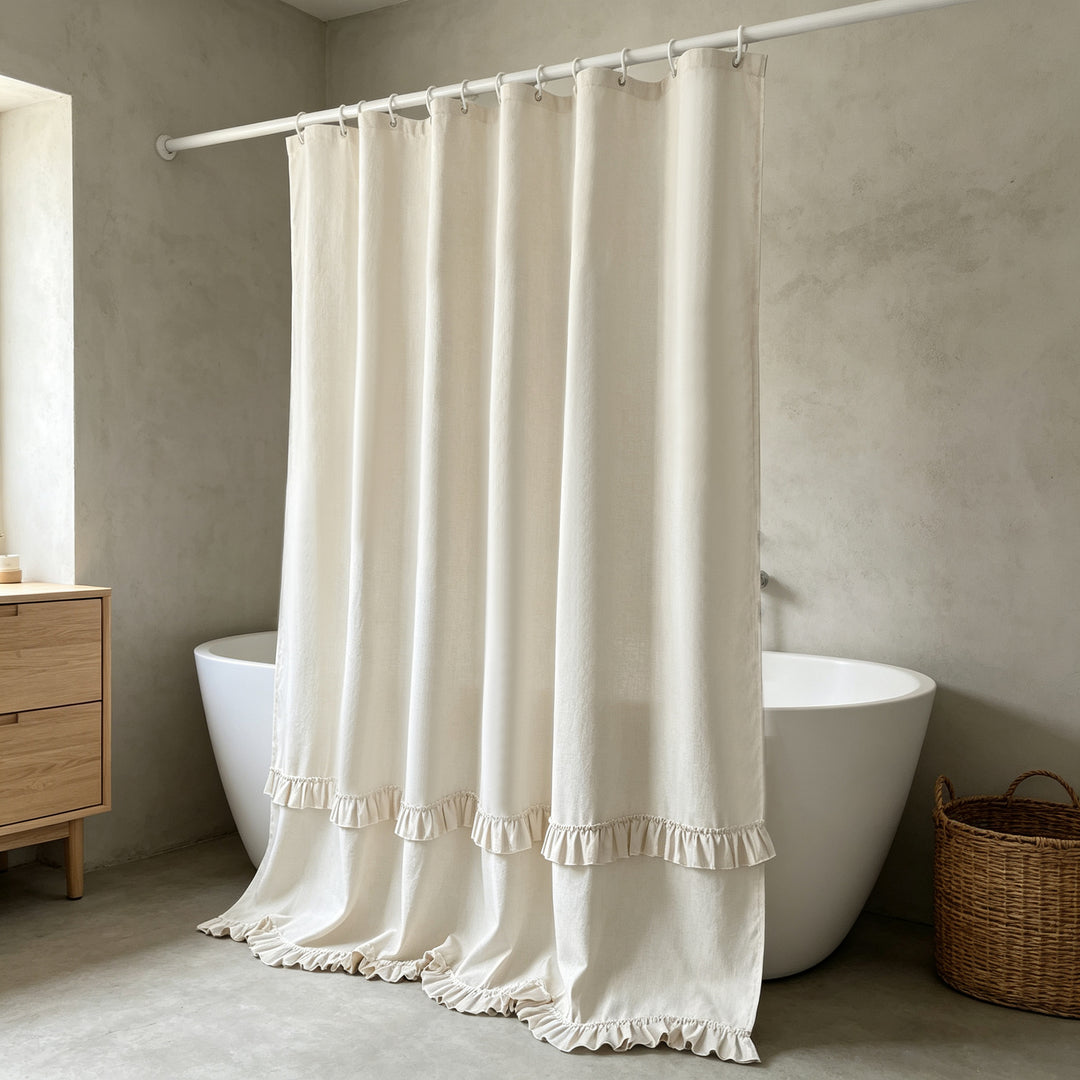 Elegant Ruffled Shower Curtain Kalsten
