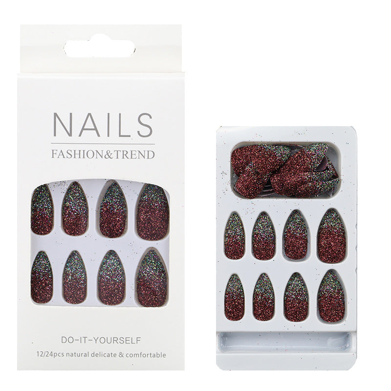 Glittering Almond-Shaped Press-On Nail Tips Kalsten