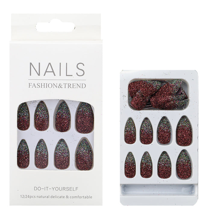 Glittering Almond-Shaped Press-On Nail Tips Kalsten