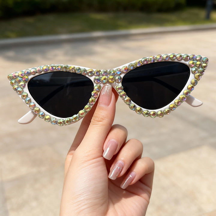 Glamorous Rhinestone-Accented Cat-Eye Sunglasses Kalsten