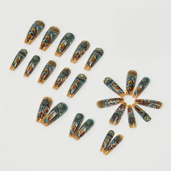 Creative feather design artificial nails Kalsten