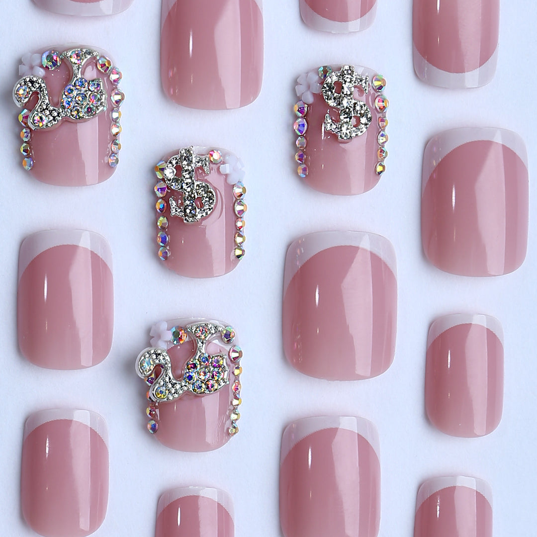 Premium artificial nails with sparkling 3D applications Kalsten