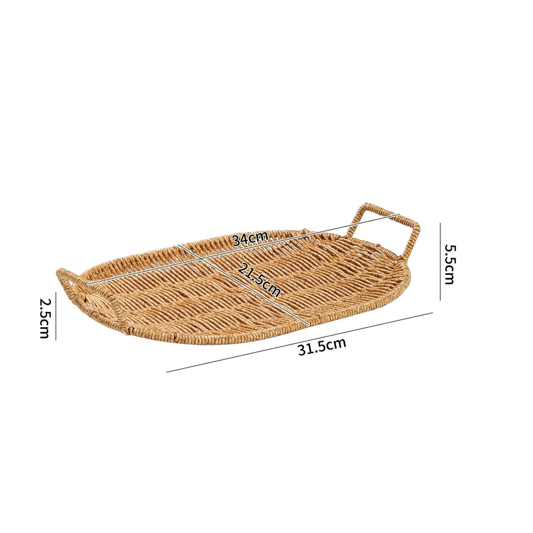 Handwoven Round Serving Tray with Ergonomic Handles Kalsten