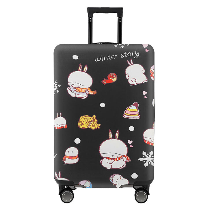 Unisex nan elastic motif suitcase cover made of stretchable polyester with handle and wheel openings Kalsten