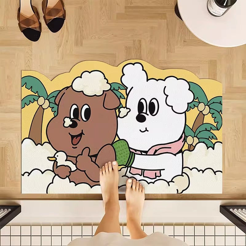 Playful Cartoon-Themed Bath Mat
