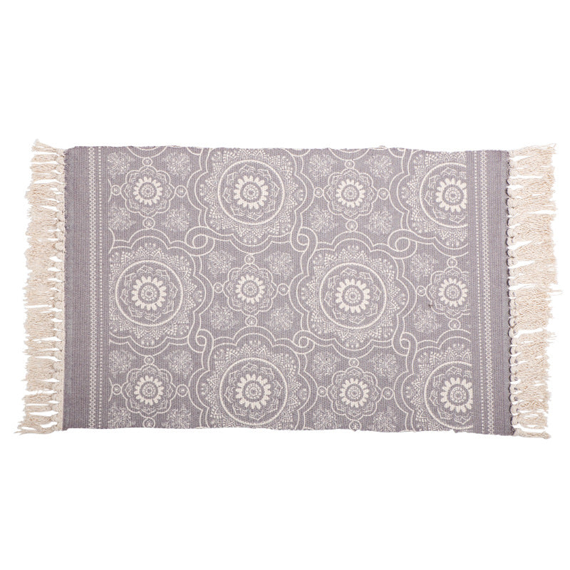 Decorative runner for dining table and console in Boho-Mandala design with fringes Kalsten