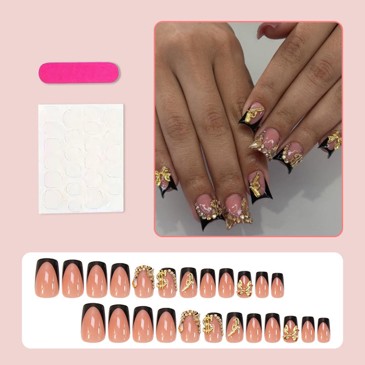 Artificial nail set with luxurious 3D decorations and elegant glitter details Kalsten