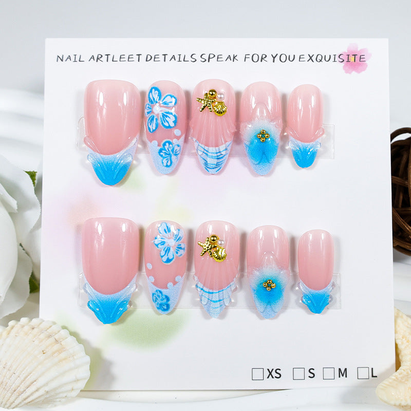 Fake nails set with elegant floral accents Kalsten
