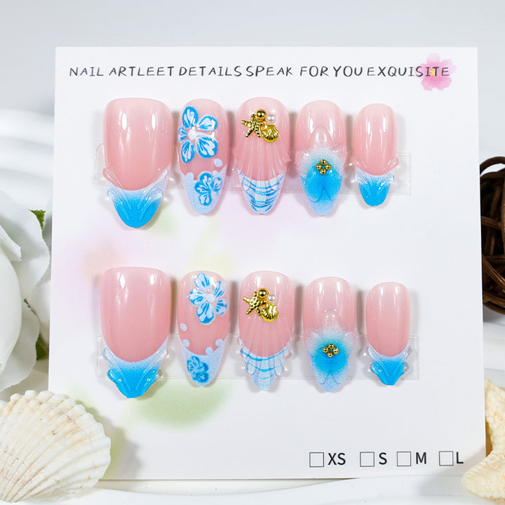 Fake nails set with elegant floral accents Kalsten
