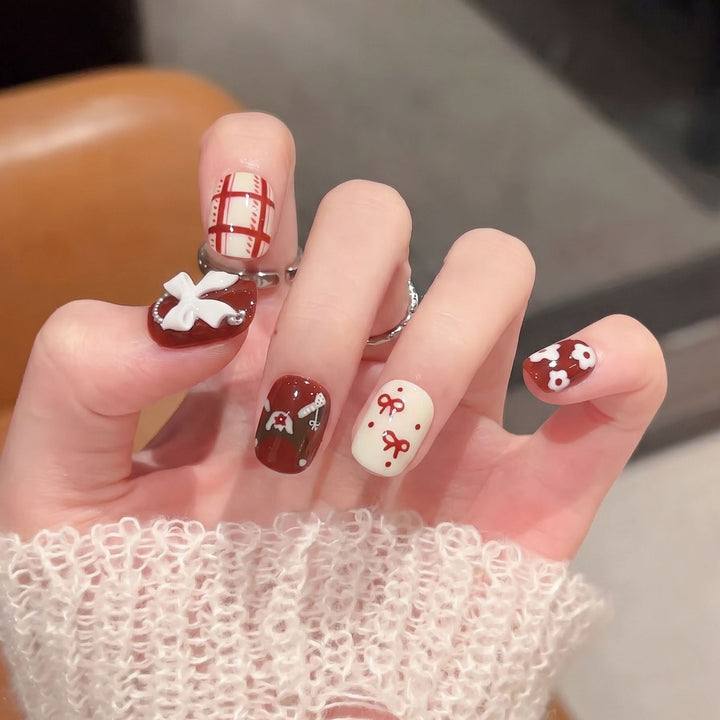 Decorative Press-On Nail Art Set with Unique Patterns Kalsten