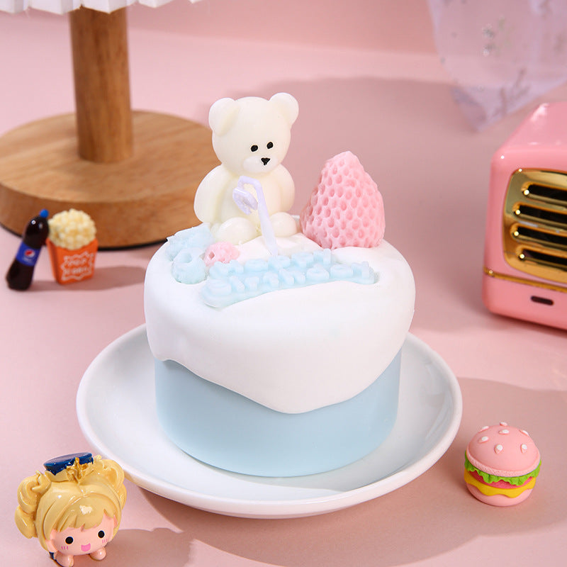 Soft Scented Dessert Squishy Stress Toy with Bear Topper
