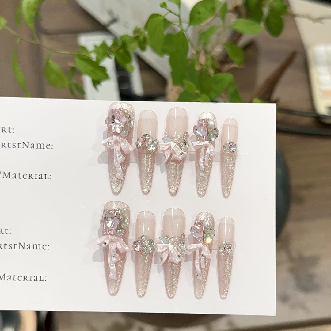 Sparkling Rhinestone-Embellished Press-On Nail Art Kit