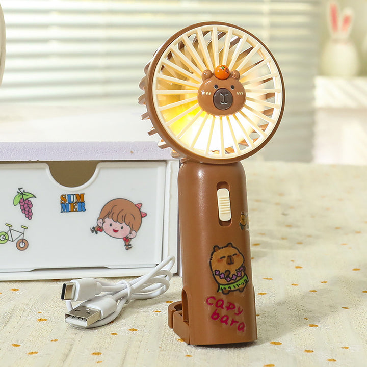 Women Portable Hand Fan with Cute Bear Design and LED Lighting Kalsten