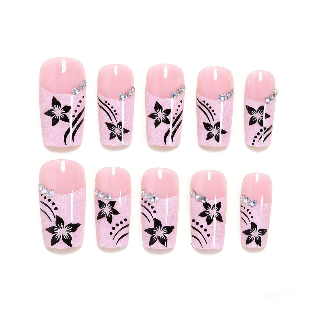 Decorative Floral Long Acrylic Nail Tips Kalsten