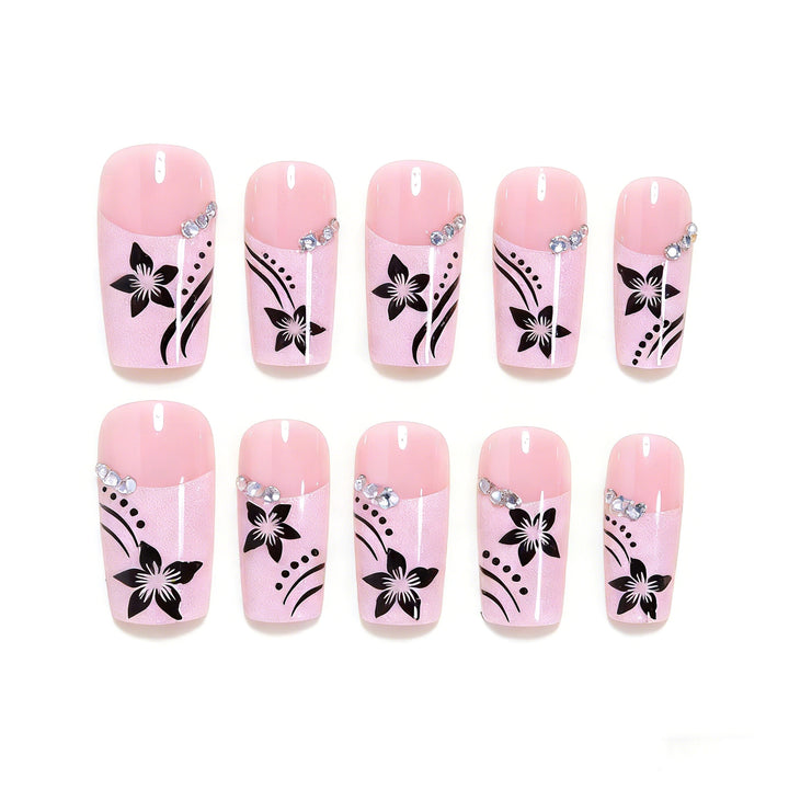 Decorative Floral Long Acrylic Nail Tips Kalsten