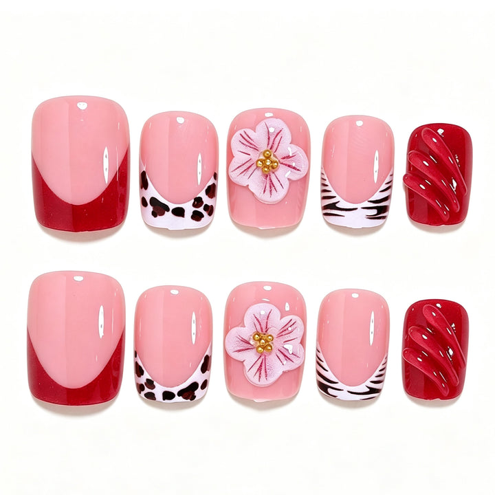 Decorative Floral Press-On Nail Art Set Kalsten
