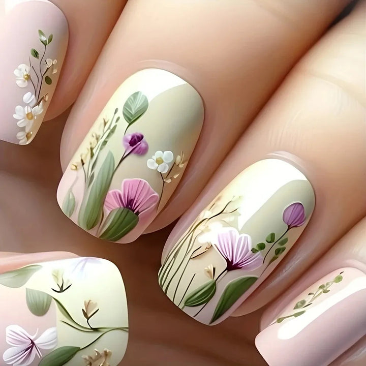 Floral French Tip Acrylic Nail Enhancements Kalsten
