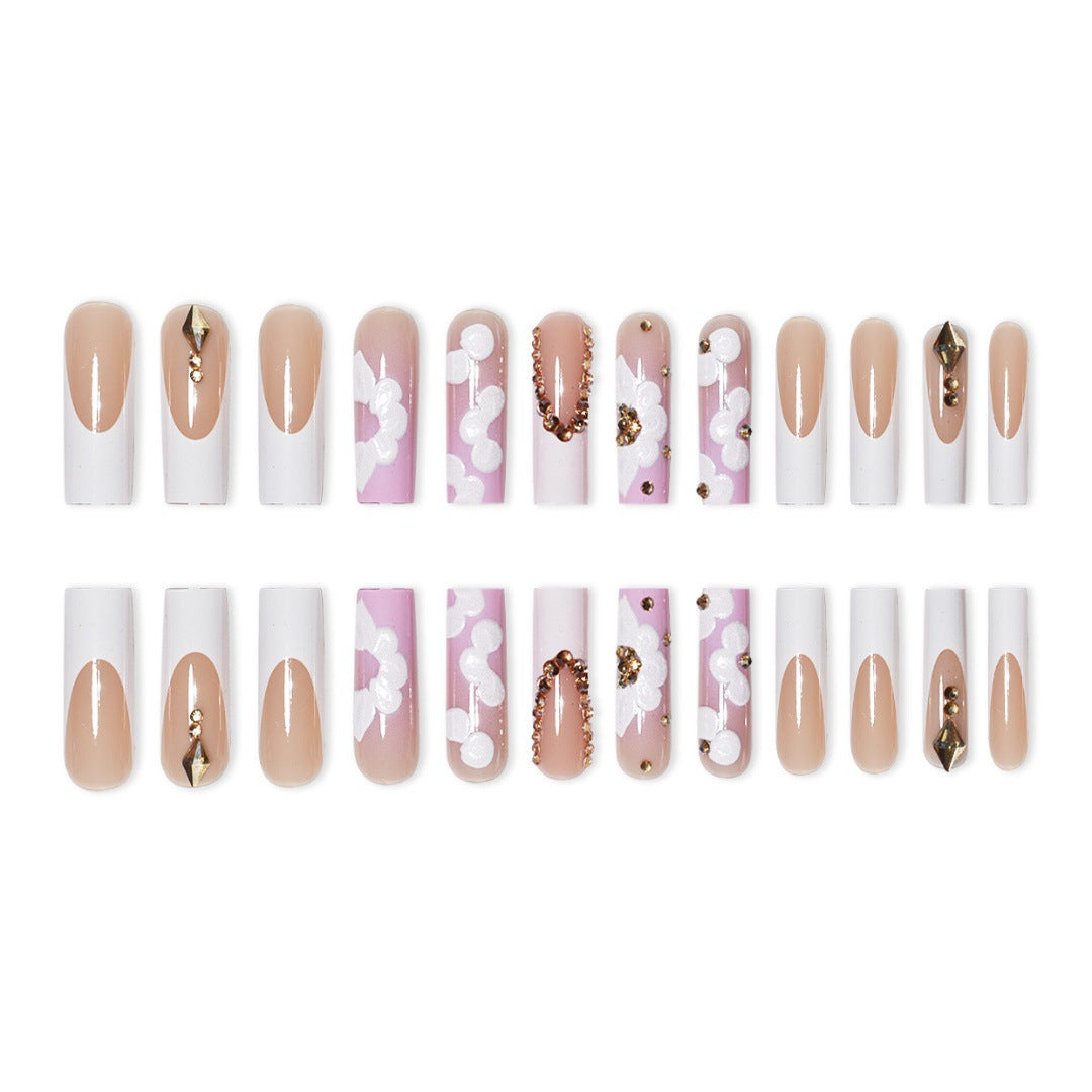 Elegant 3D Floral Press-On Nail Art Kalsten