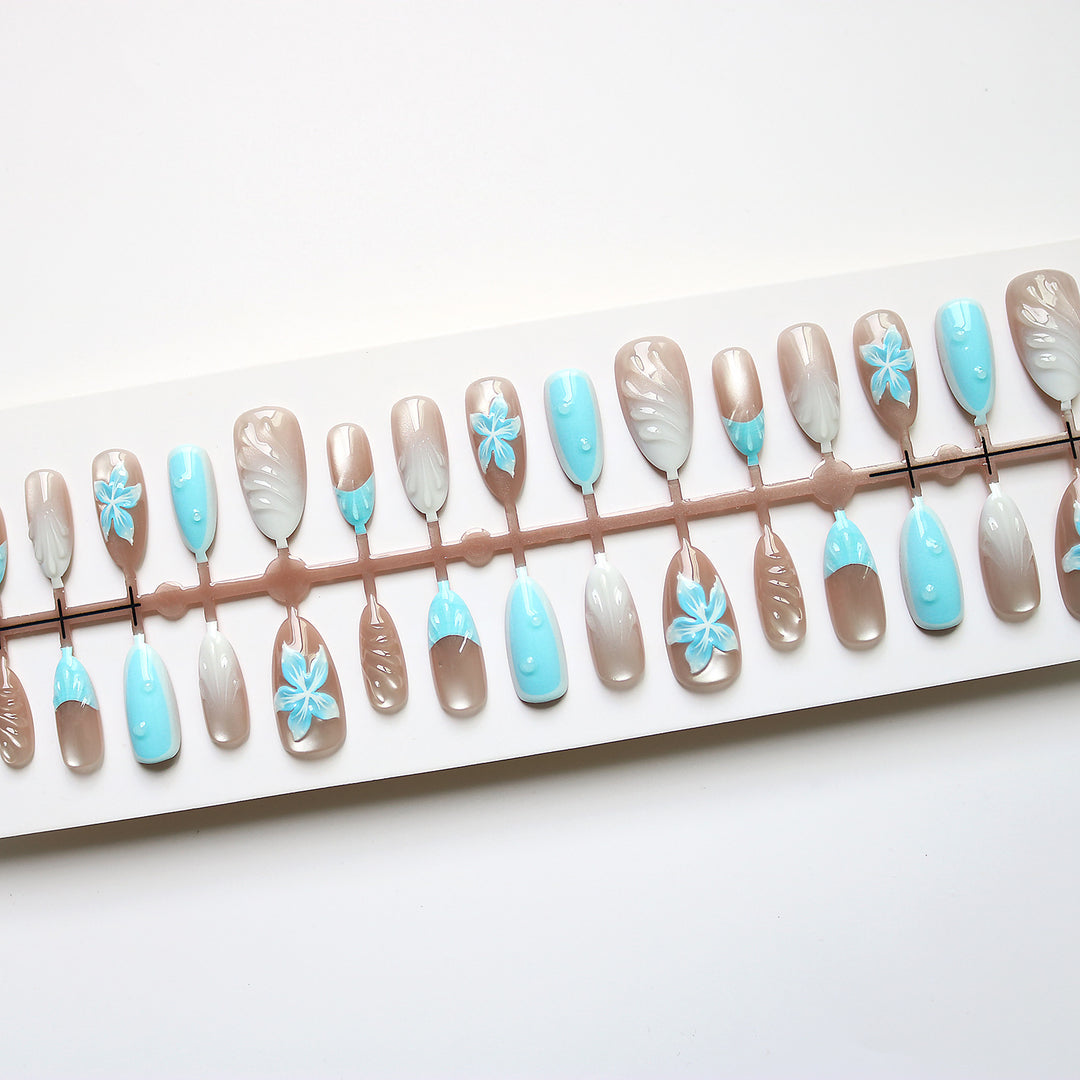 Tropical-Inspired Decorative Press-On Nail Art Kalsten