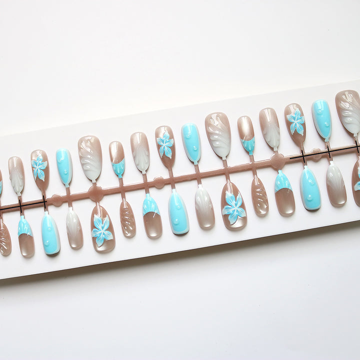 Tropical-Inspired Decorative Press-On Nail Art Kalsten