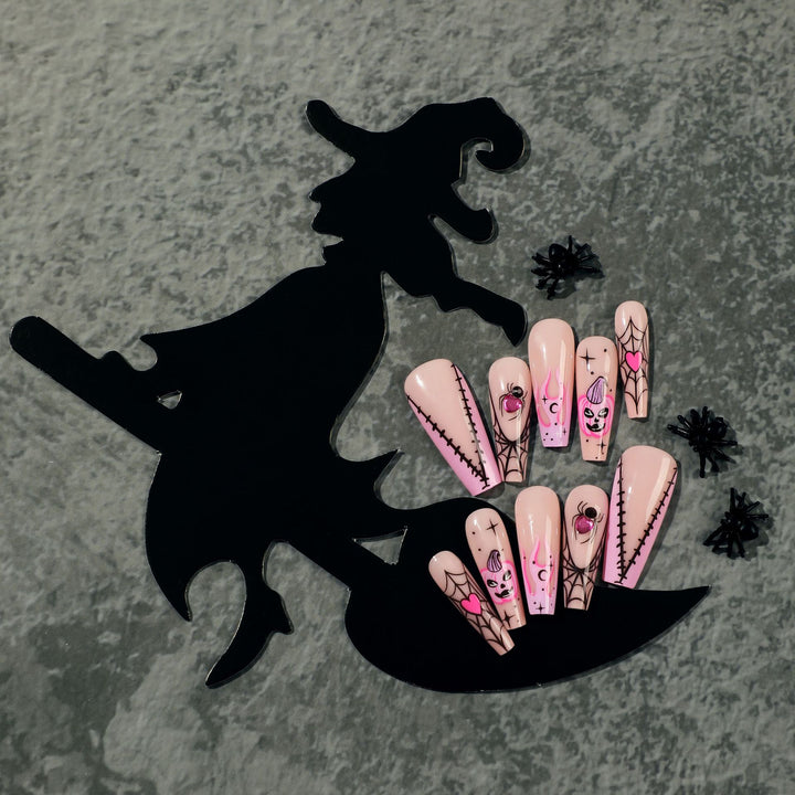 Creative Nail Art with Spider Web and Halloween Design Kalsten