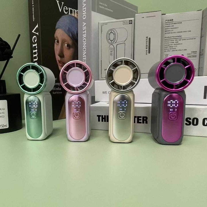Cooling portable rechargeable handheld bladeless mini fan with digital LED display Kalsten
