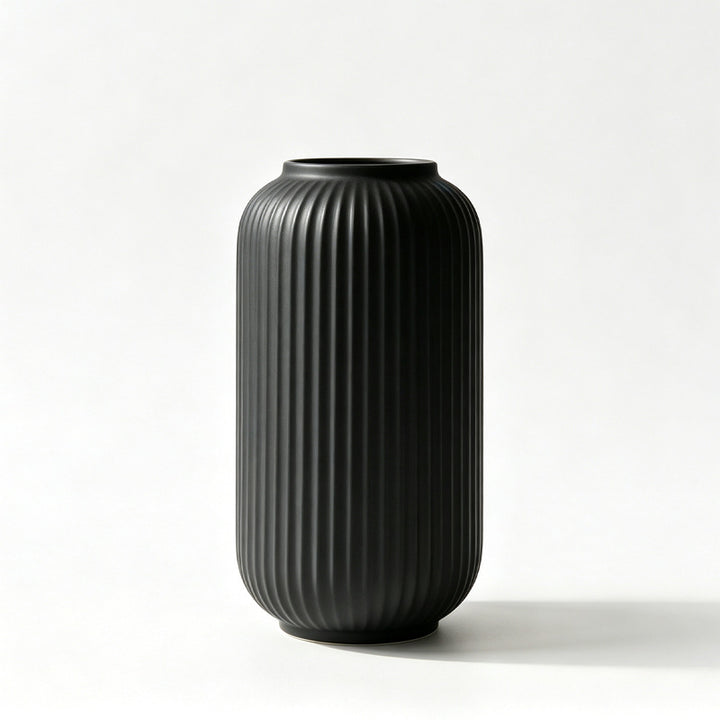 Elegant Ribbed Ceramic Decorative Vase Kalsten
