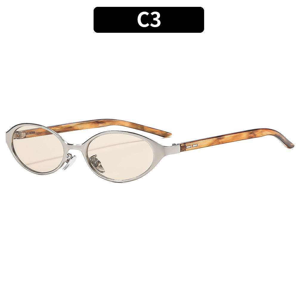 Chic Slim Oval Frame Sunglasses