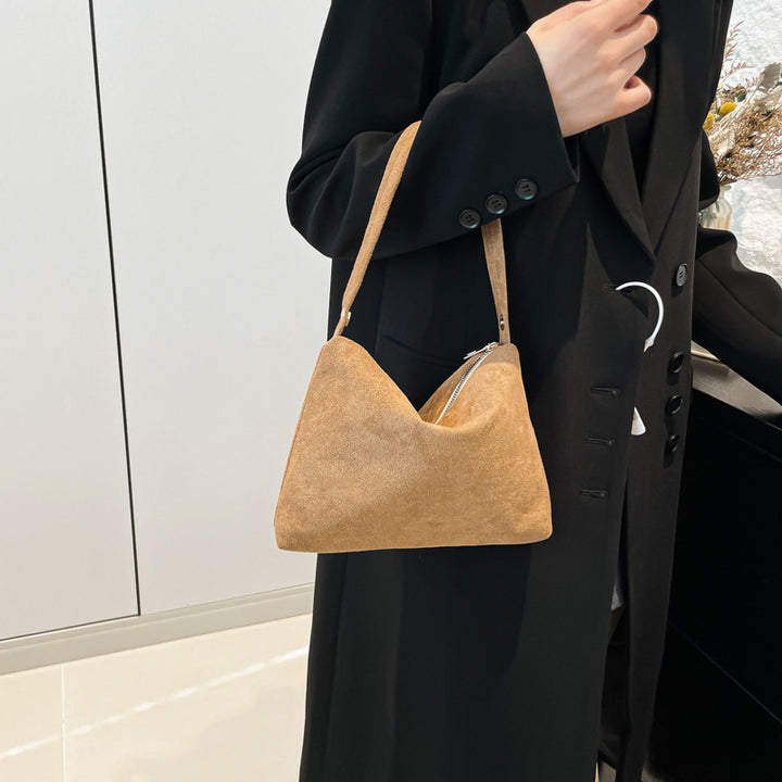 Suede Shoulder Clutch Bag